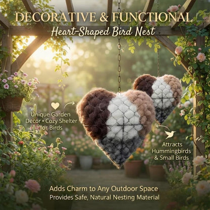 Handmade Alpaca Fiber Bird Nesting Heart