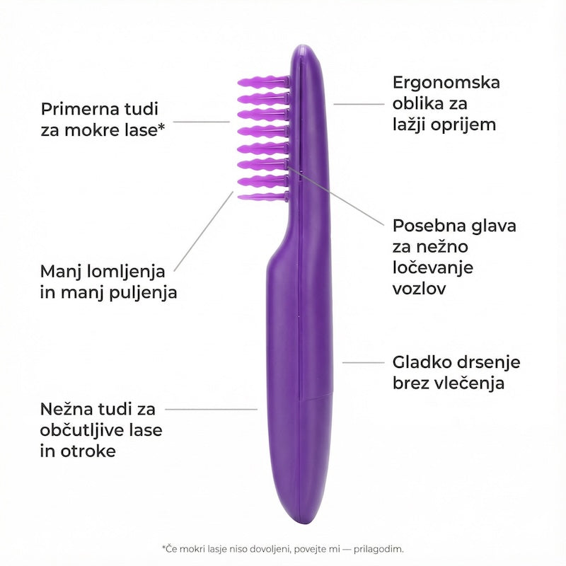 Krtača za razčesavanje las otrok brez bolečine