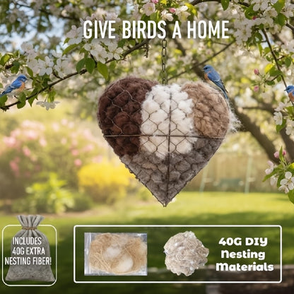 Handmade Alpaca Fiber Bird Nesting Heart